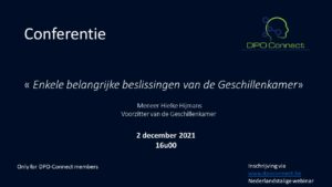 SAVE THE DATE – dpo connect conference: “Some important decisions taken by the Litigation Chamber” 2021, 2 December 2021 (Du speaking)