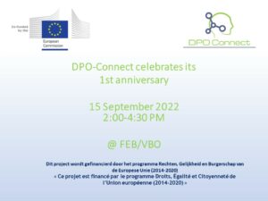 SAVE THE DATE – 15 september 2022 – dpo connect: 1 jaar – 1 an déjà
